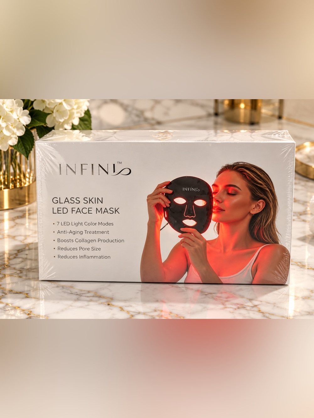 Infini Glass Skin LED Face Mask in Black **Brand New & Sealed**